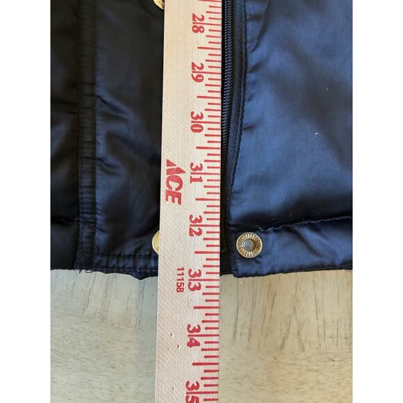 VTG Y2K Puffer Jacket Goose Down Feather Faux Fur Hood Black Silky Guess Women M - Picture 7 of 16